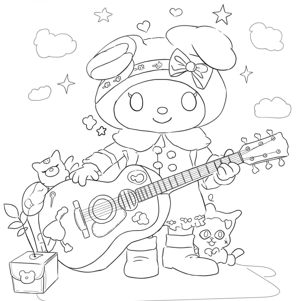 my melody cartoon coloring page