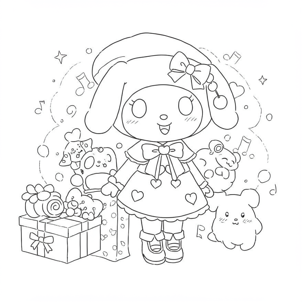 my melody cute coloring page