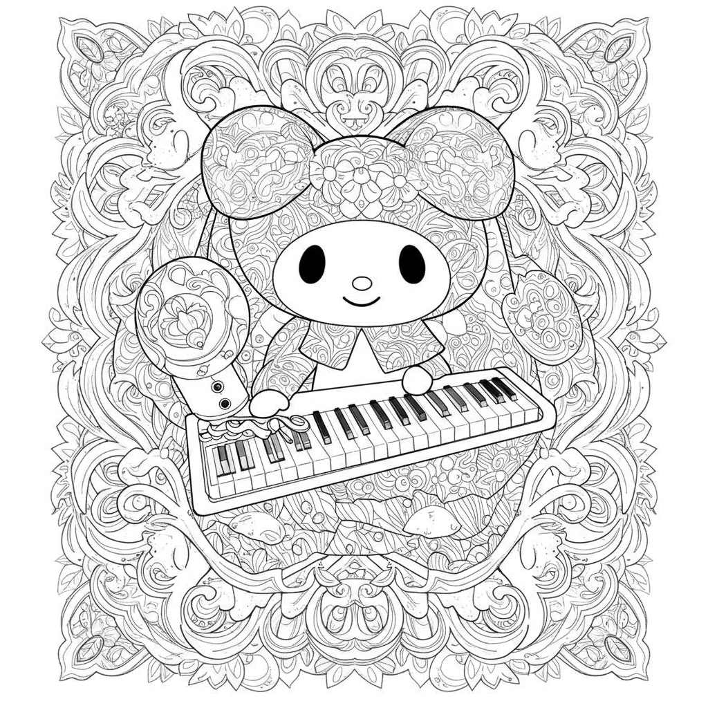 my melody decorative coloring page