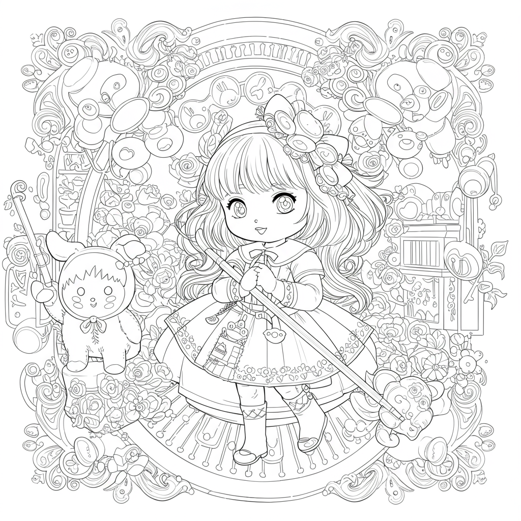 my melody detailed coloring page