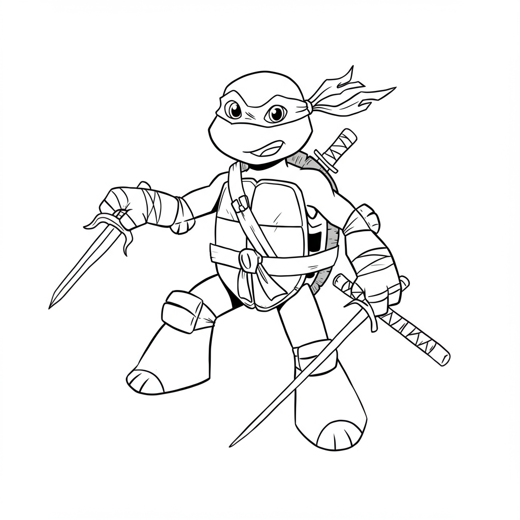 ninja turtle cute coloring page