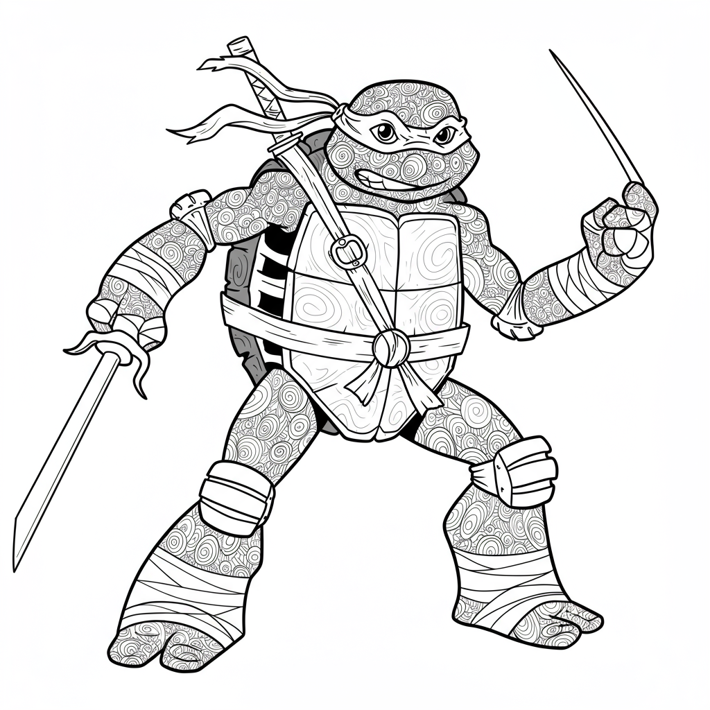 ninja turtle decorative coloring page