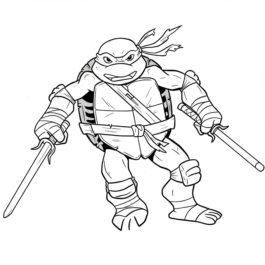 ninja turtle easy coloring page