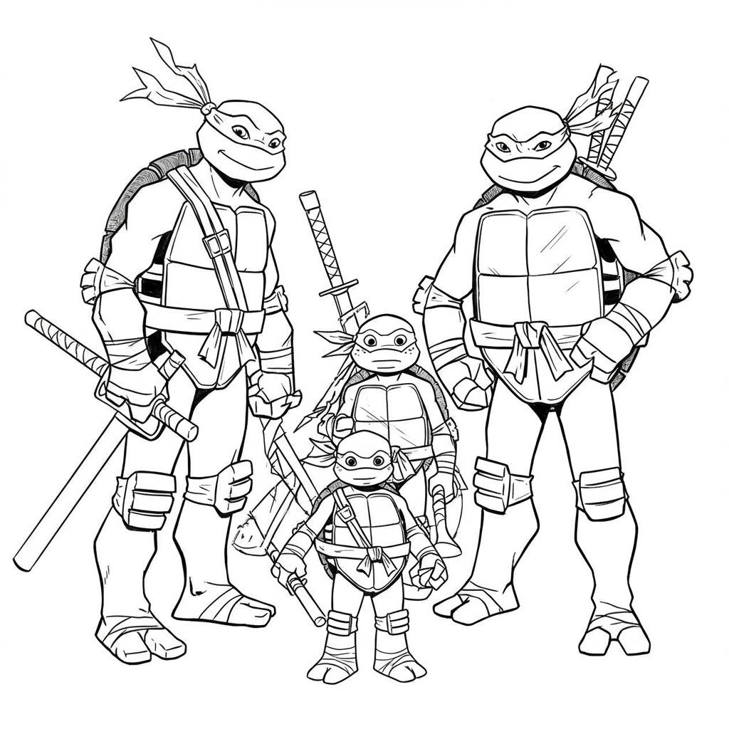 ninja turtle family coloring page
