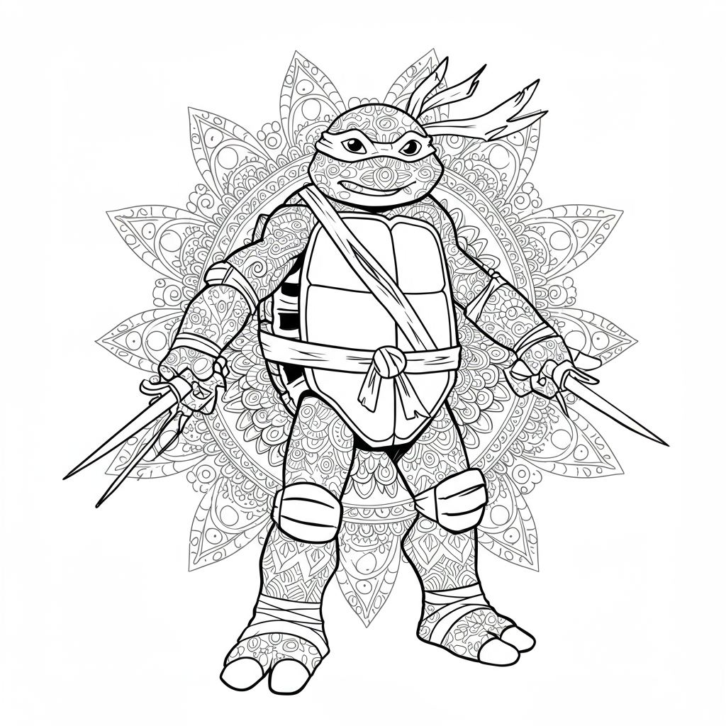 ninja turtle mandala coloring page