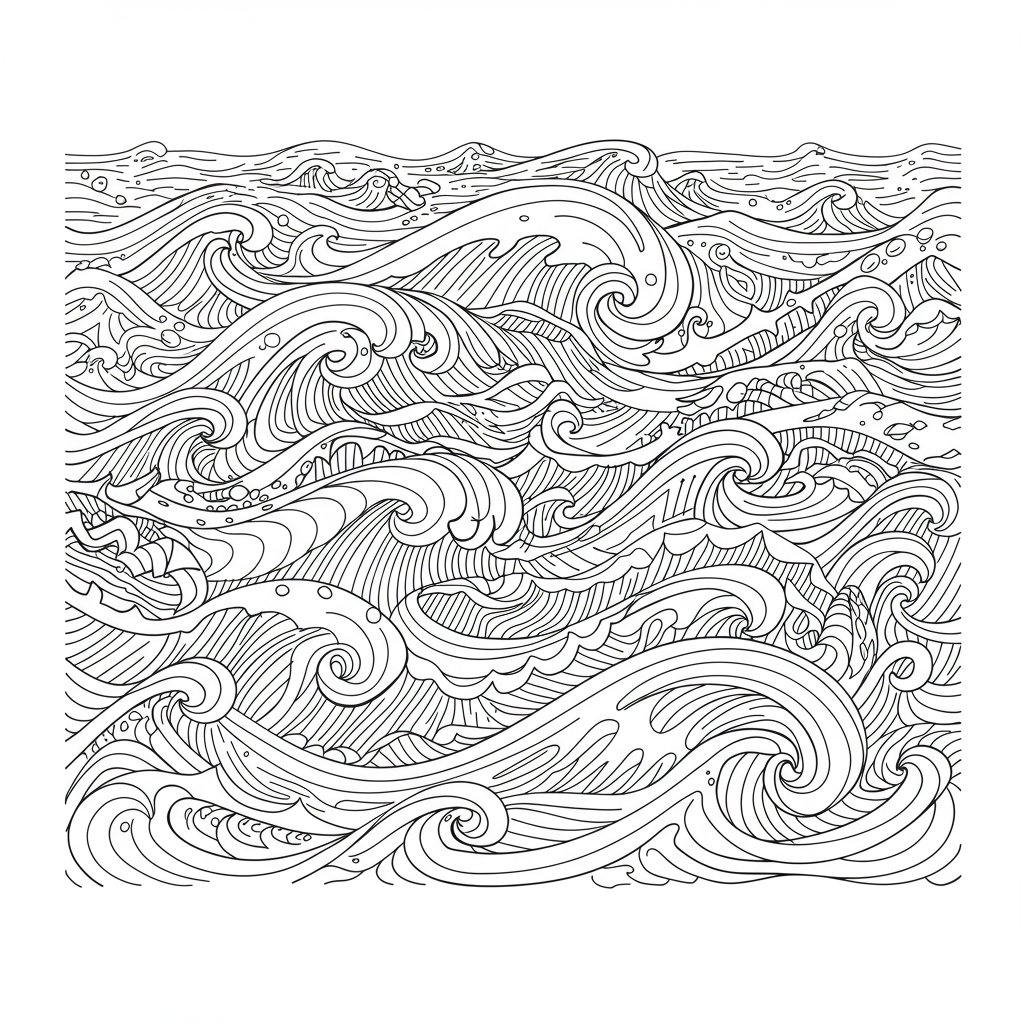 ocean abstract coloring page
