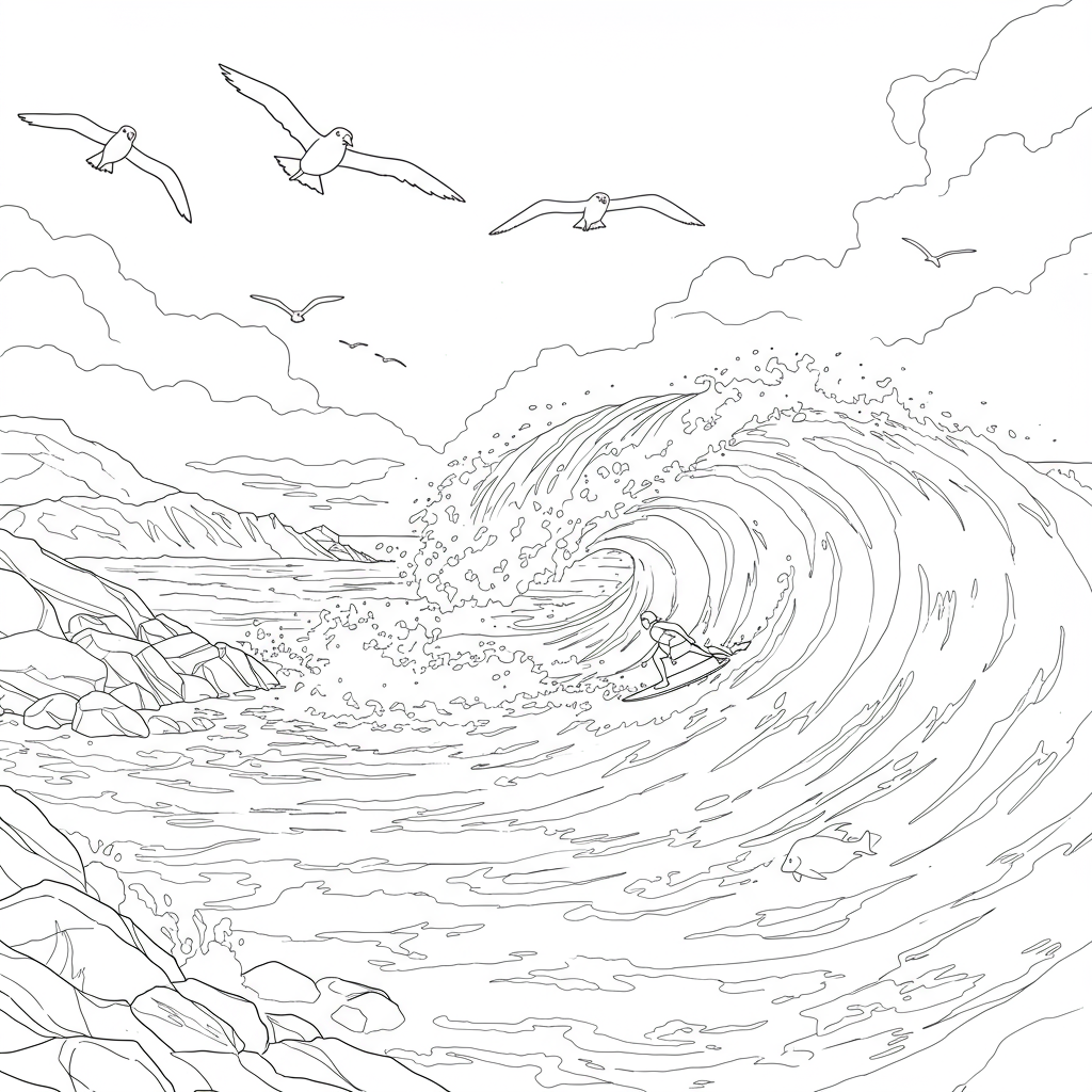 ocean action coloring page