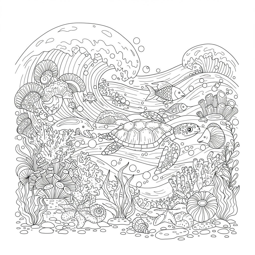 ocean decorative coloring page