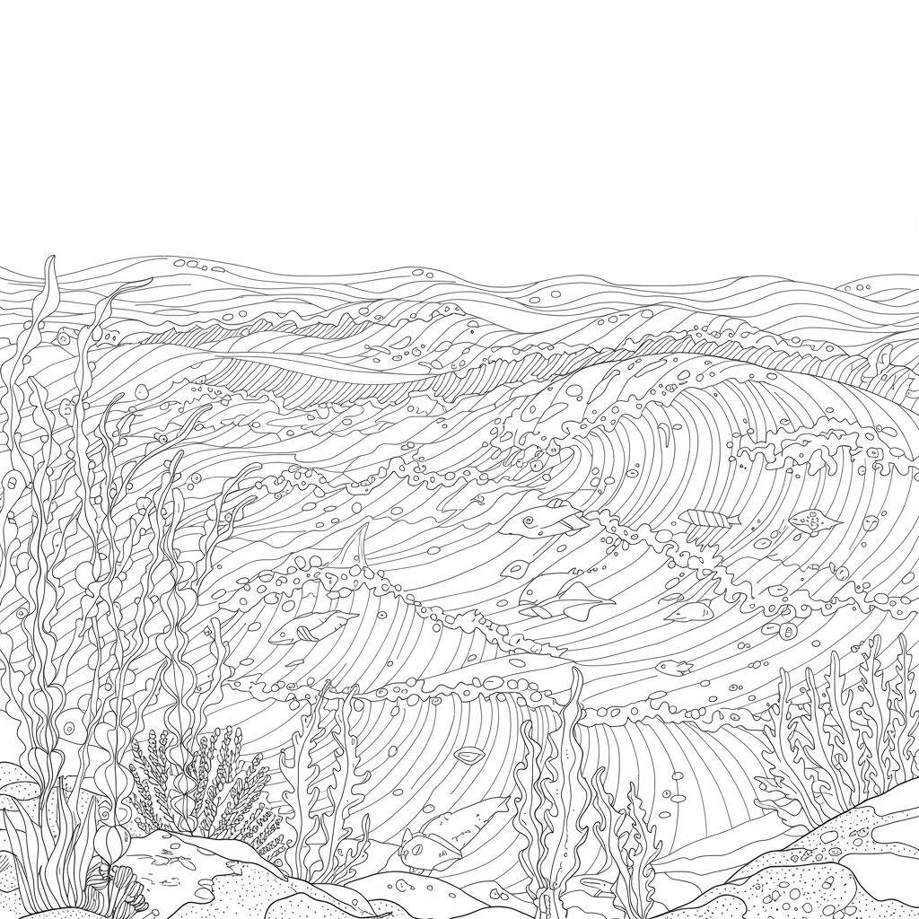 ocean detailed coloring page