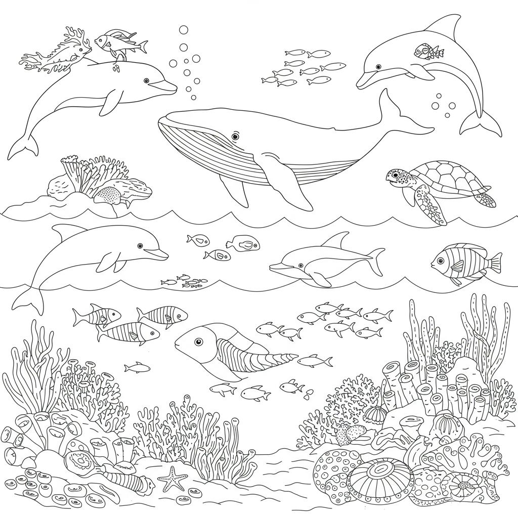 ocean educational coloring page