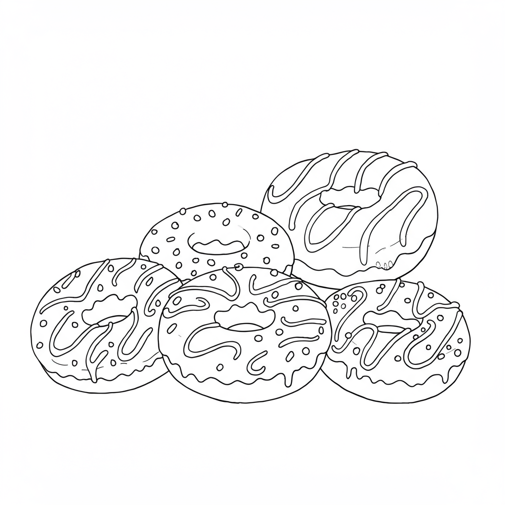 of doughnuts family coloring page