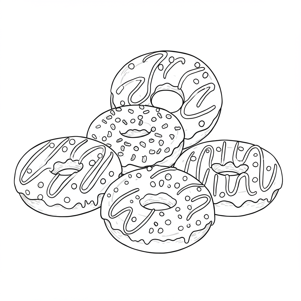 of doughnuts portrait coloring page