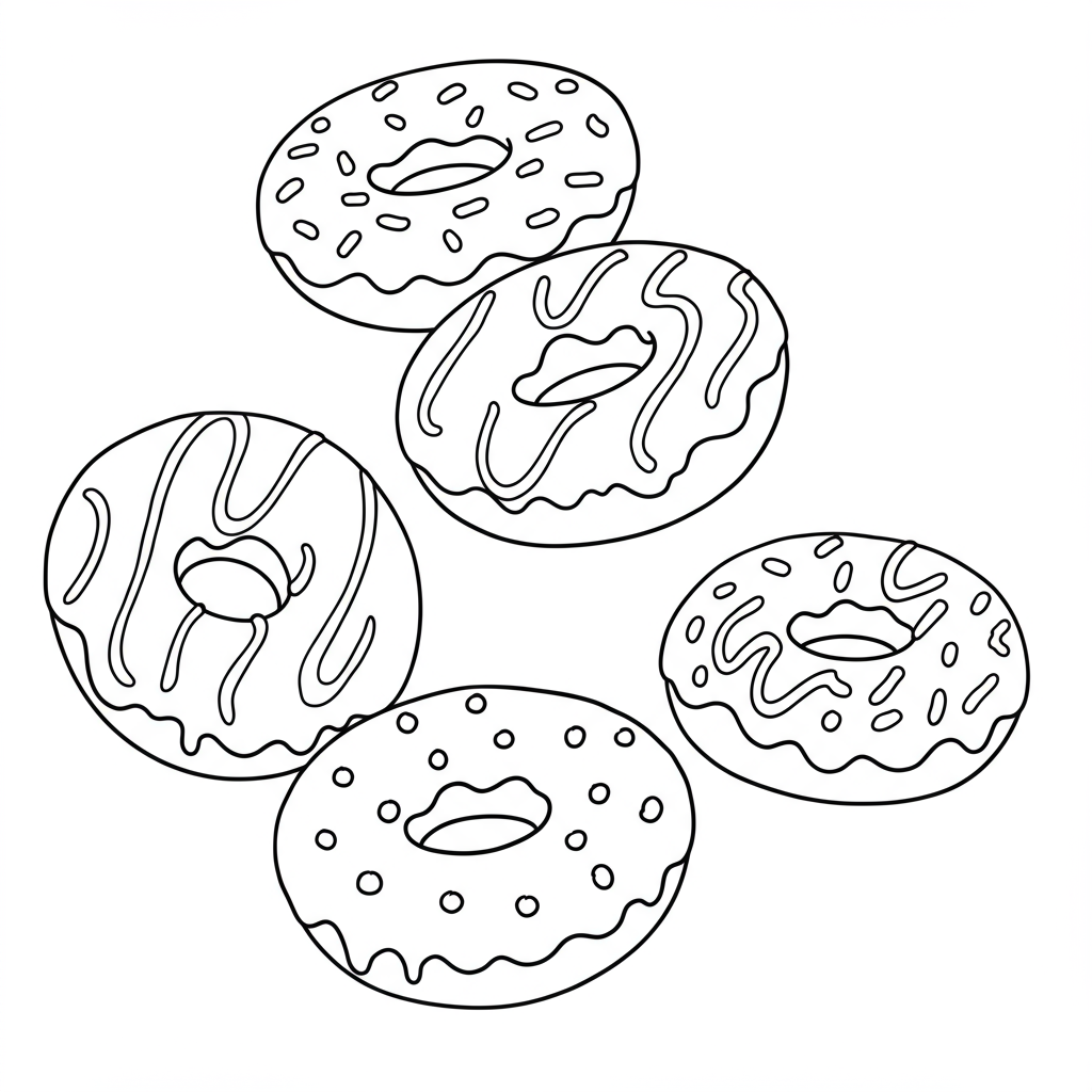 of doughnuts simple coloring page
