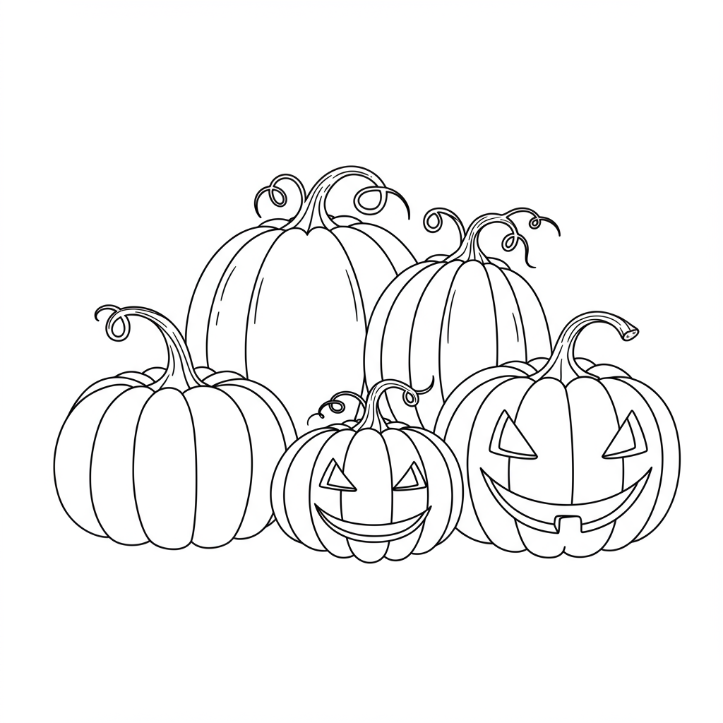 of pumpkins easy coloring page