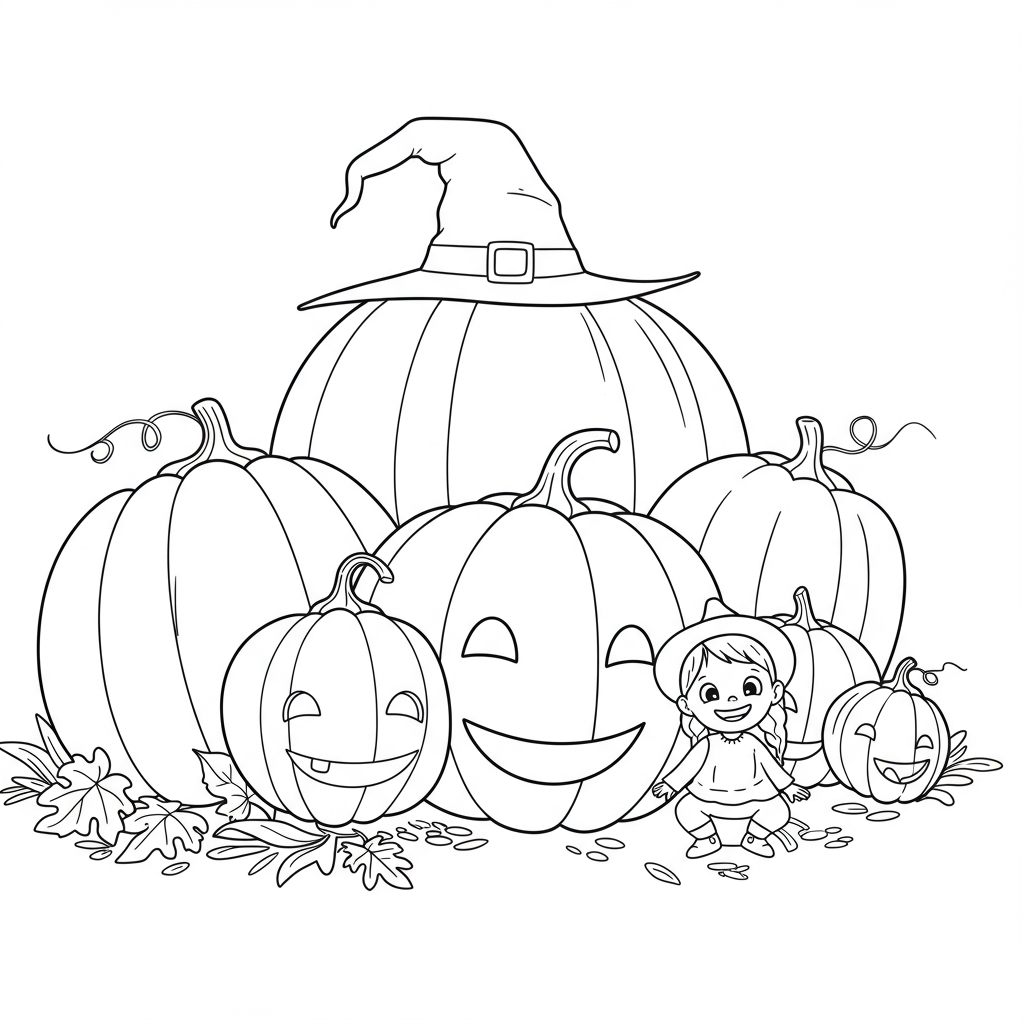 of pumpkins family coloring page