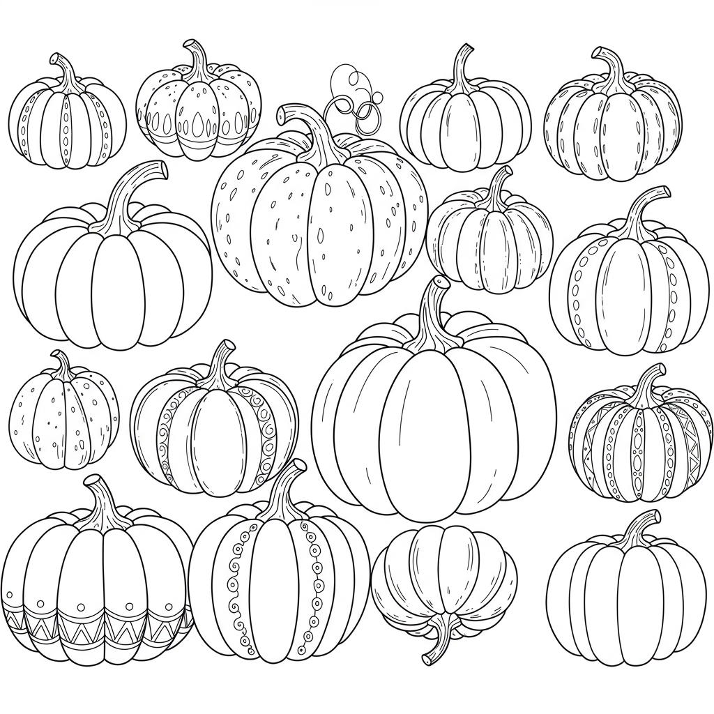 of pumpkins mandala coloring page