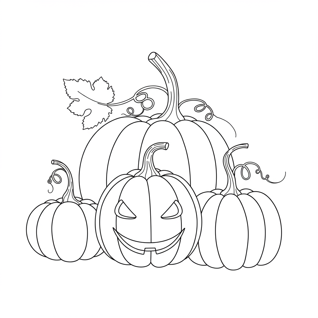 of pumpkins portrait coloring page