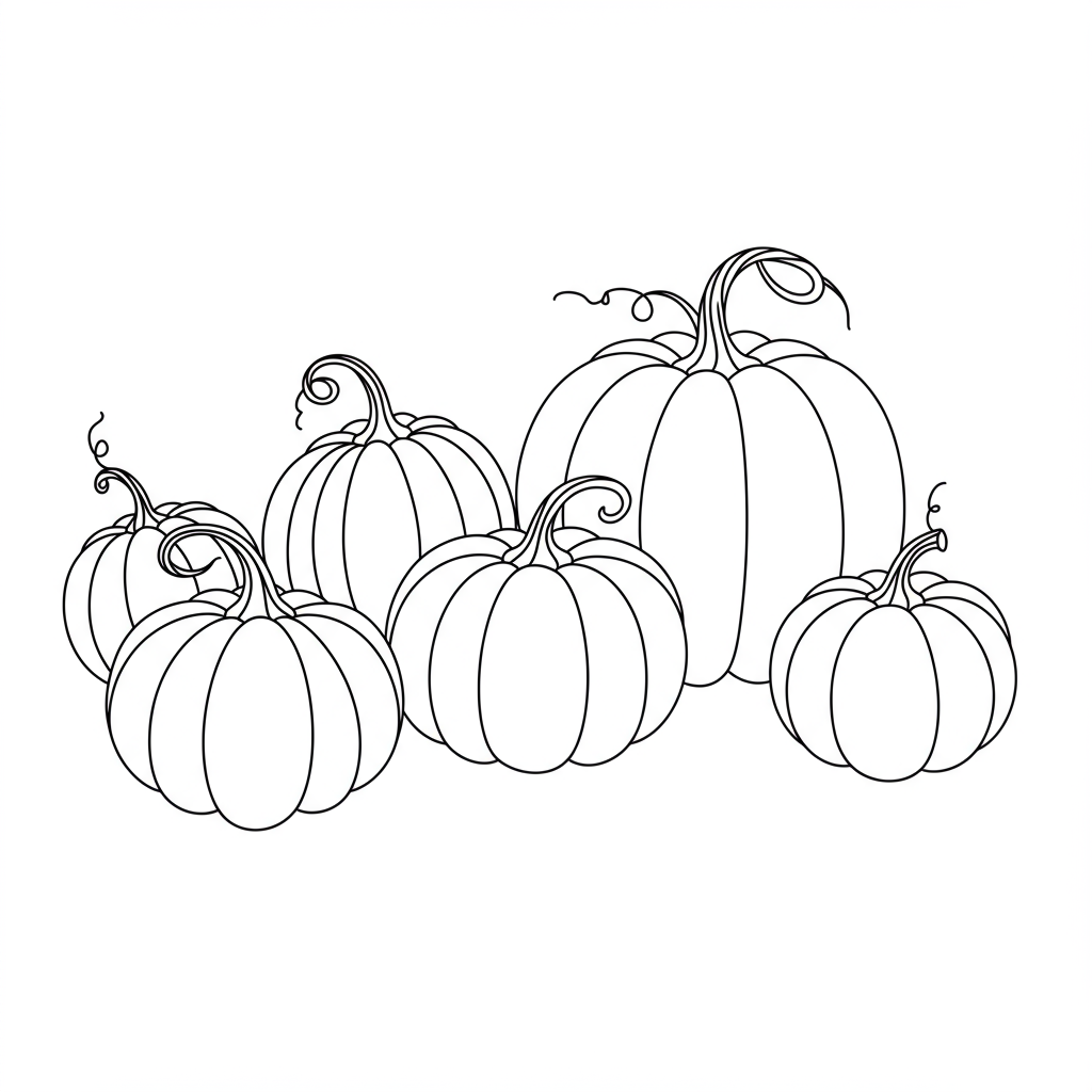 of pumpkins simple coloring page