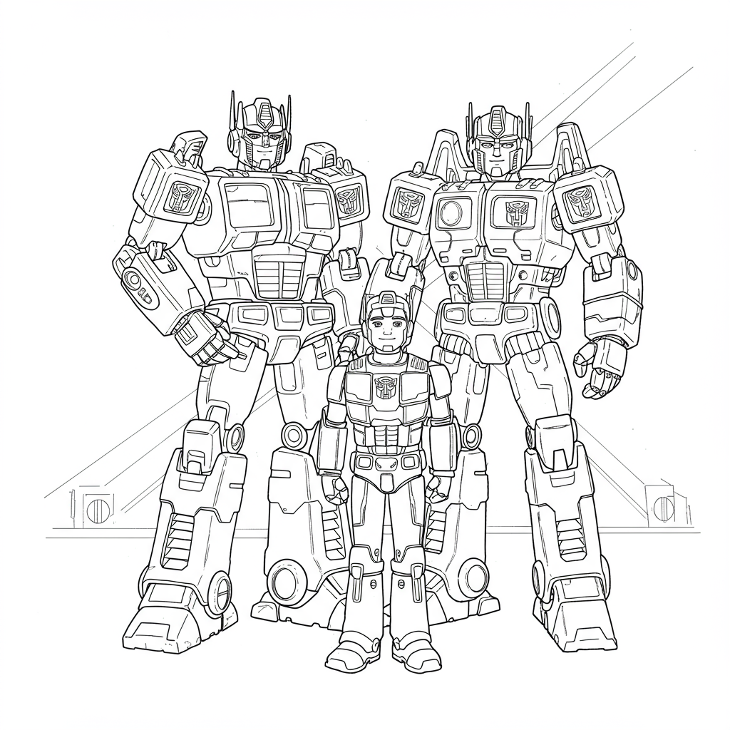 página para colorir de família do optimus prime