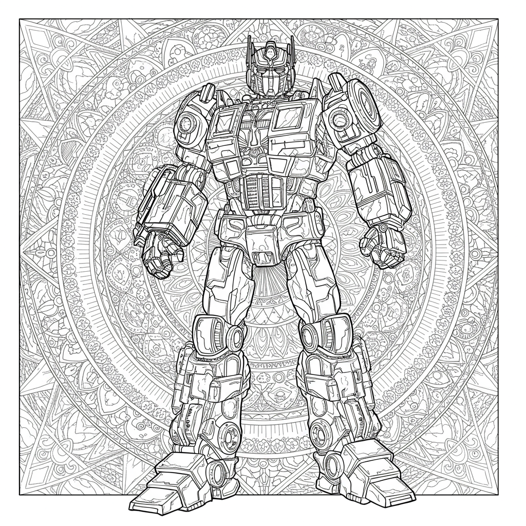 página para colorir mandala do optimus prime