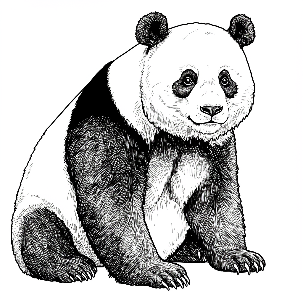 panda detailed coloring page