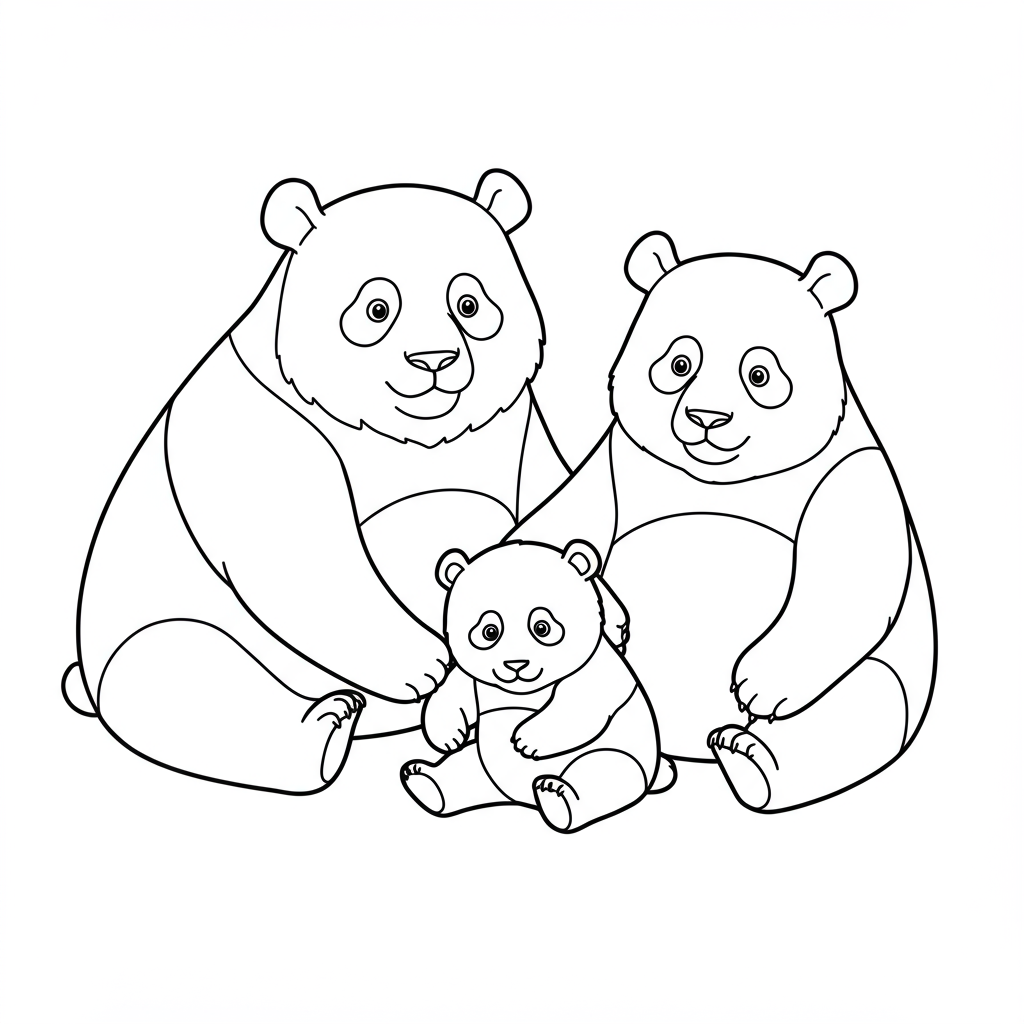 panda family coloring page