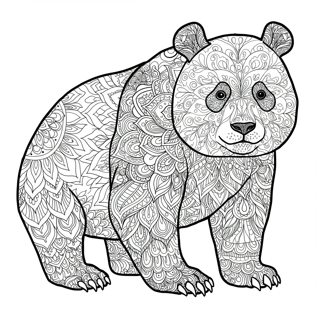 panda mandala coloring page