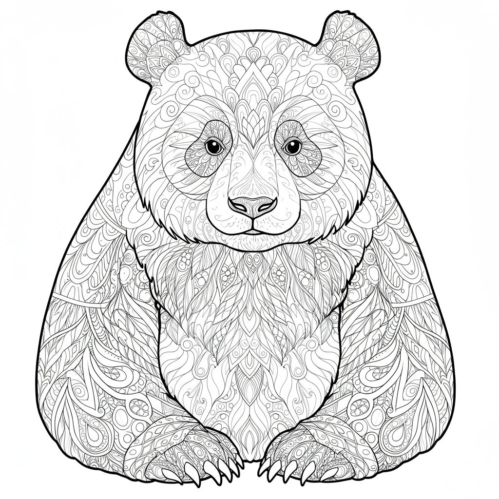 panda pattern coloring page
