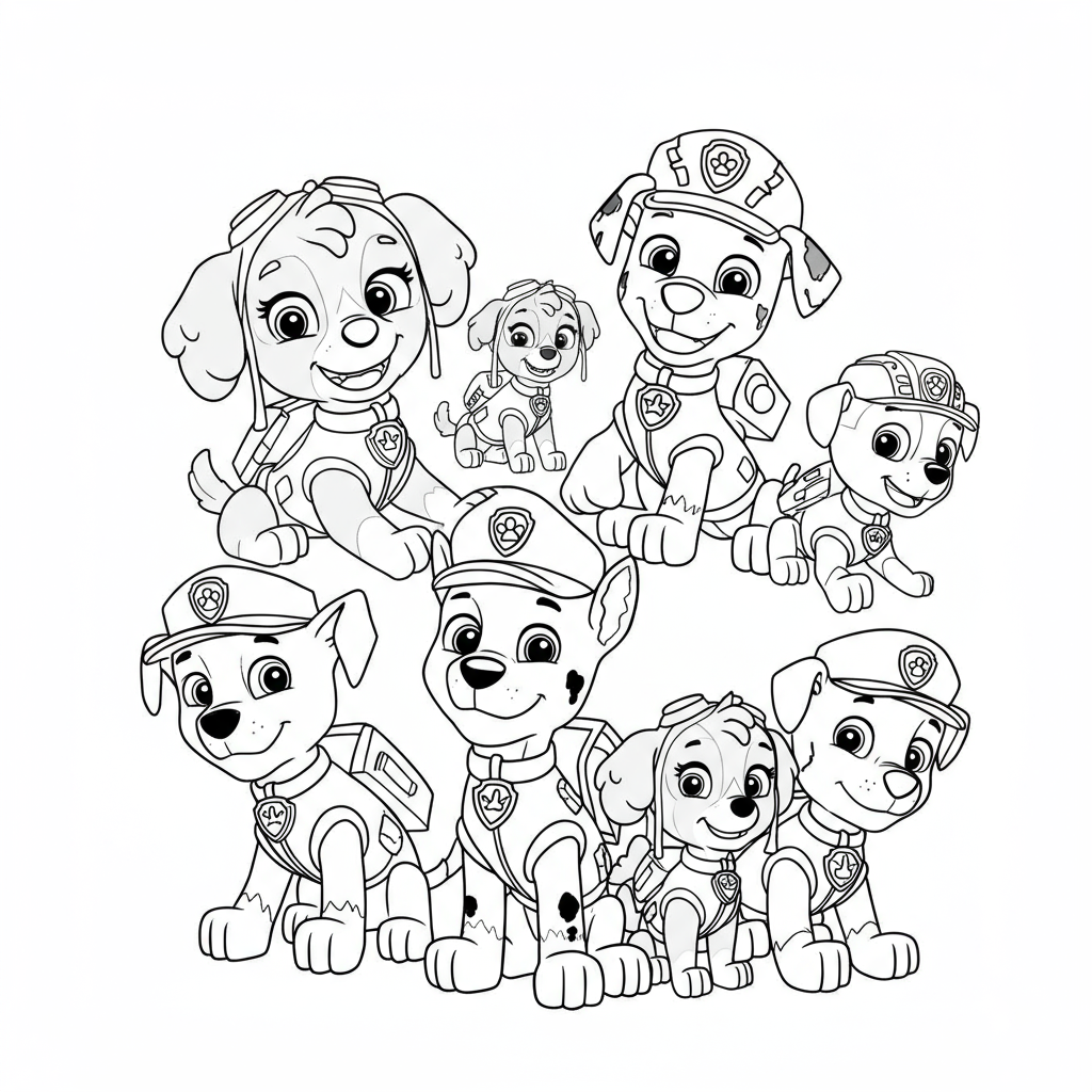 Familien-Malvorlage von Paw Patrol