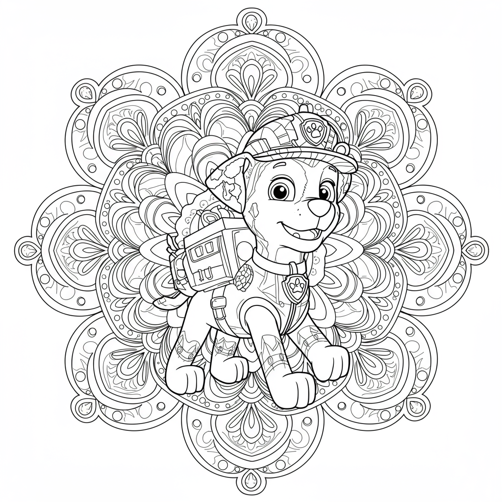 Mandala-Malvorlage von Paw Patrol
