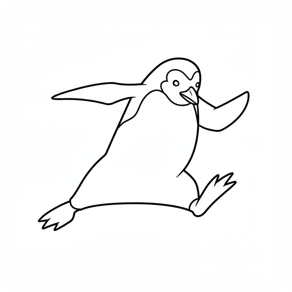 penguin action coloring page