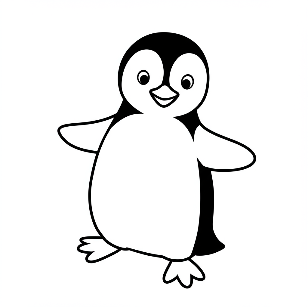 penguin cartoon coloring page