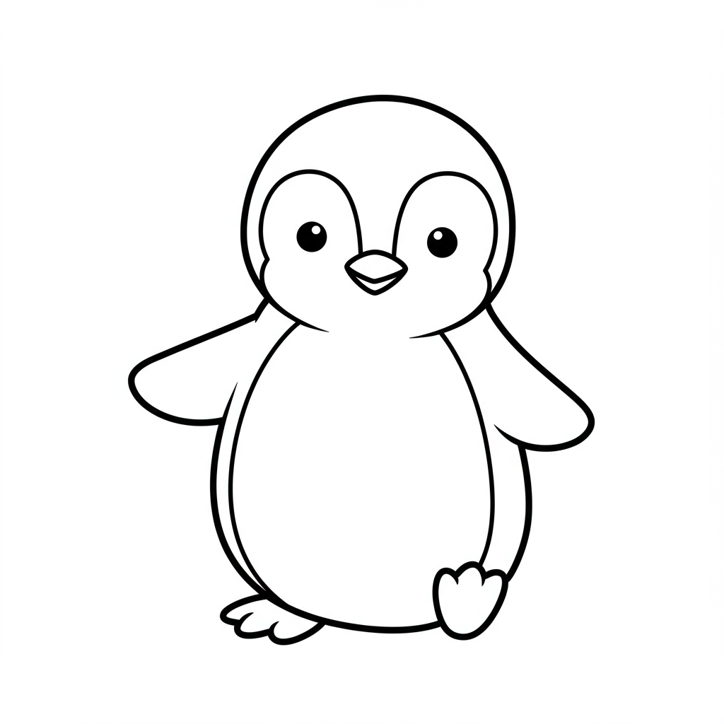 penguin cute coloring page