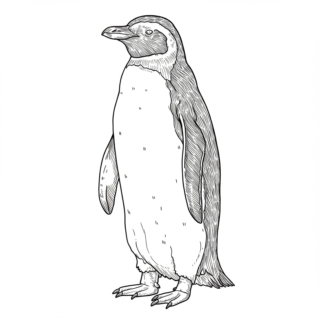 penguin detailed coloring page