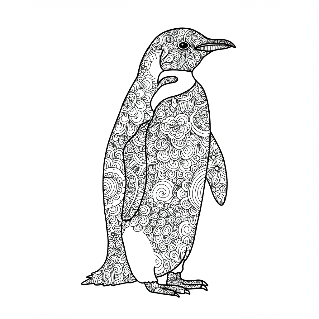 penguin pattern coloring page