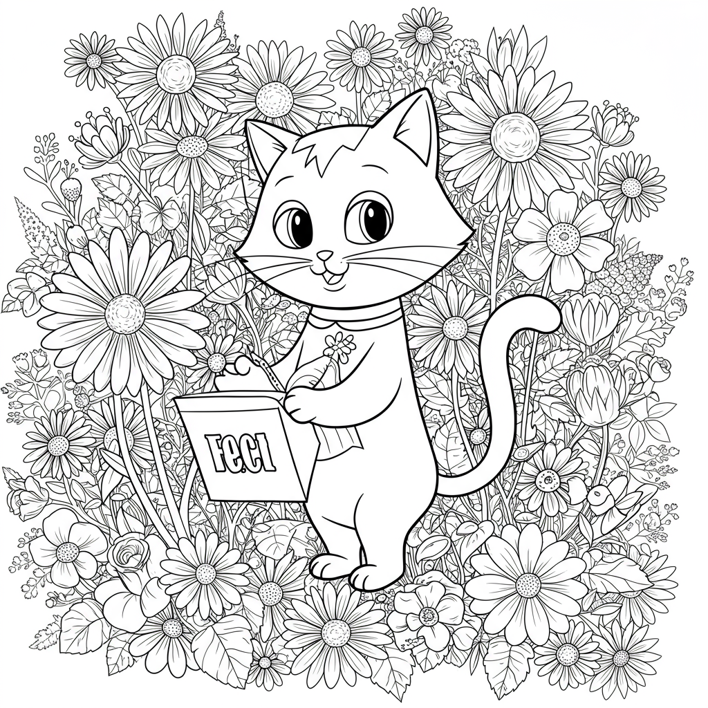 pete the cat flowers coloring page