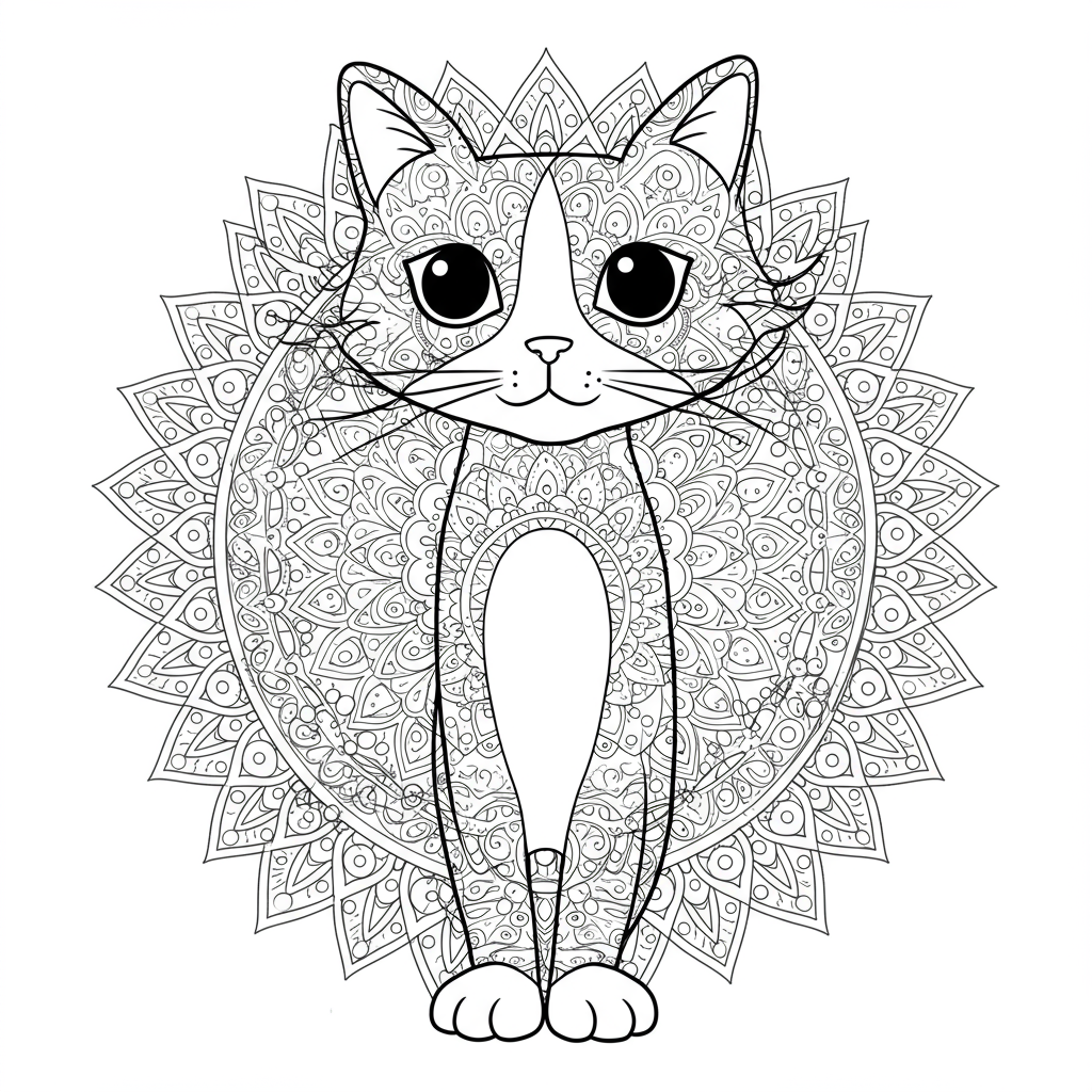 pete the cat mandala coloring page