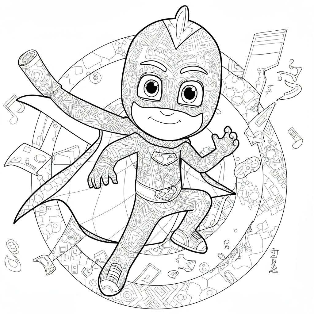 página para colorir abstrata do pj mask
