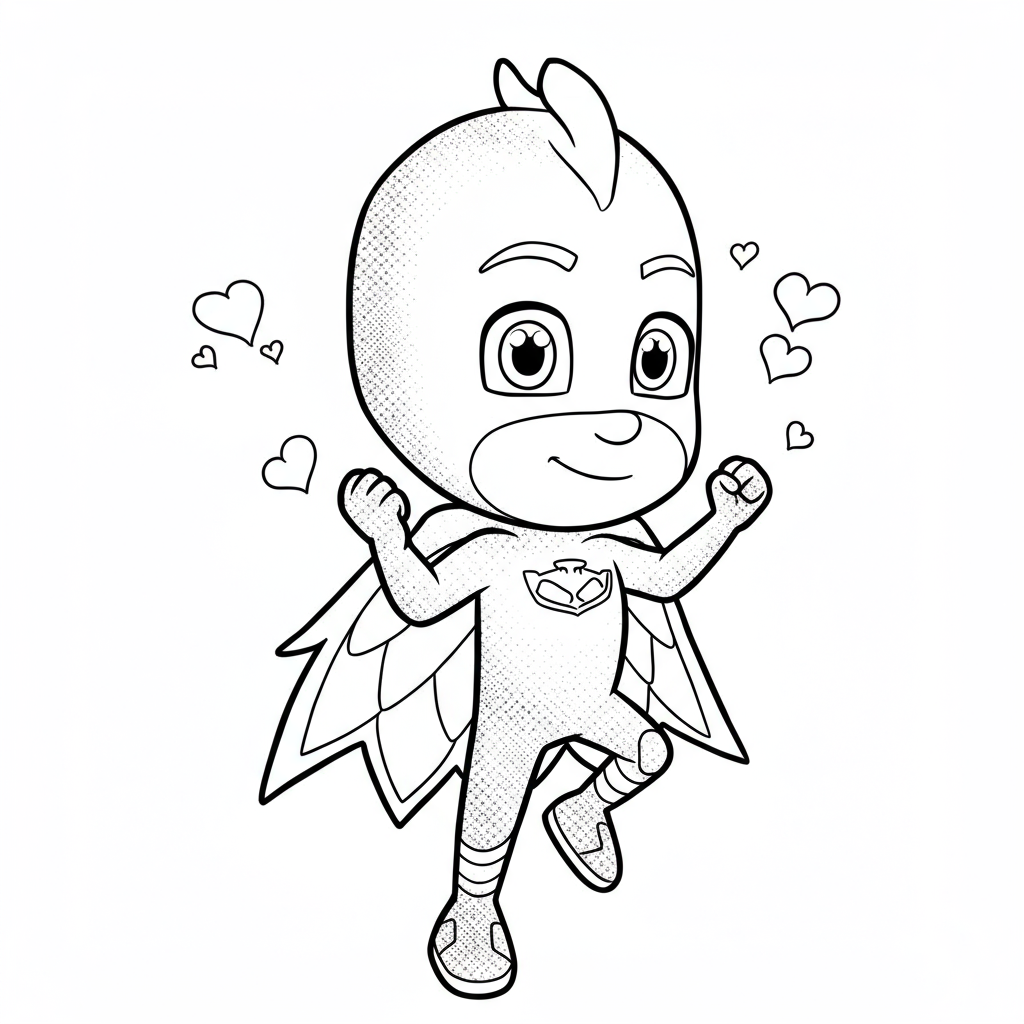 página para colorir fofa do pj mask