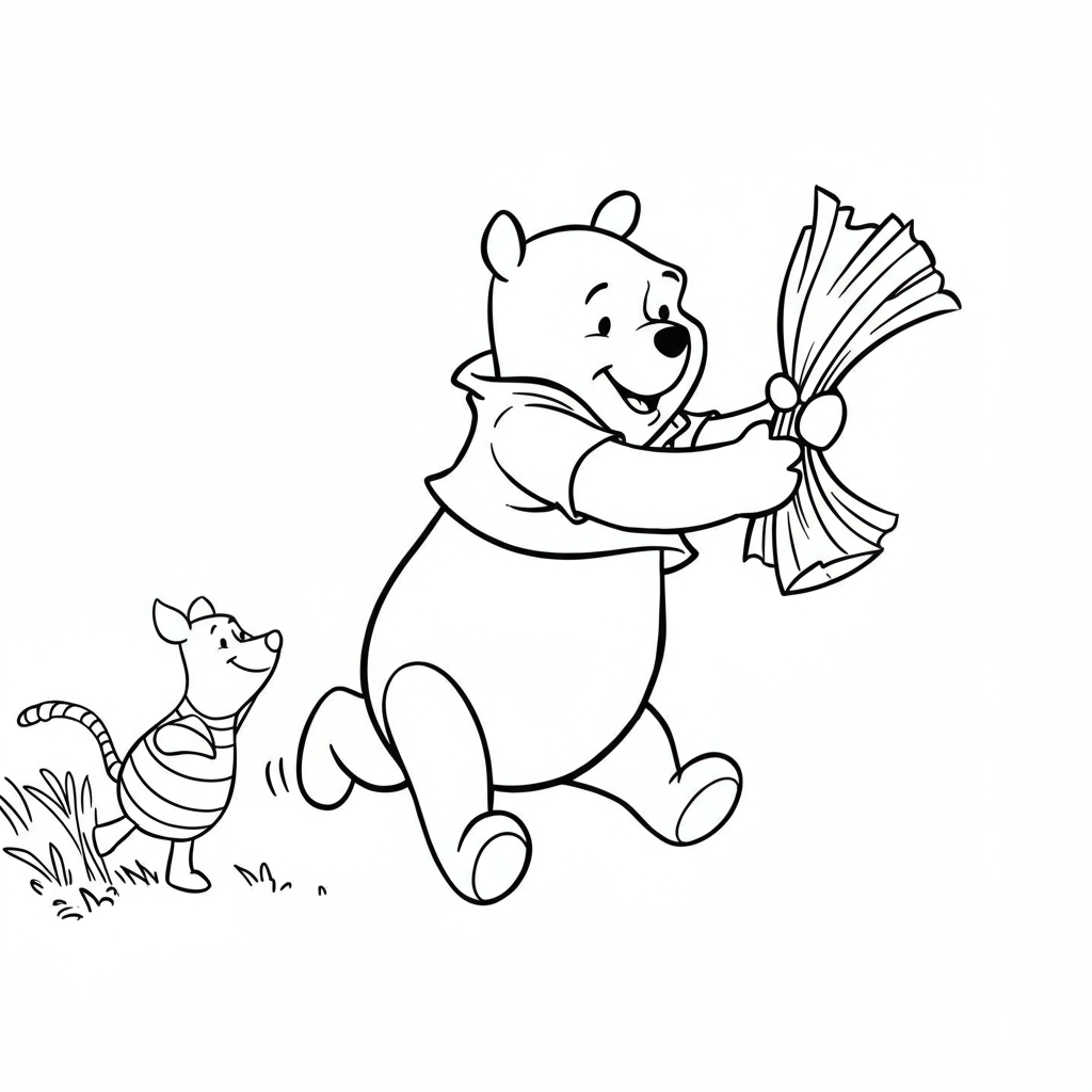 pooh action coloring page