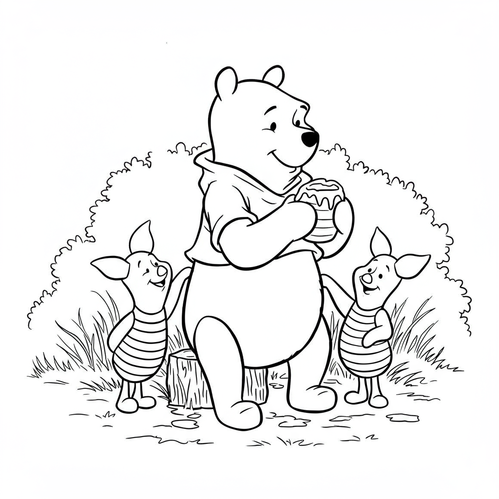 pooh decorative coloring page