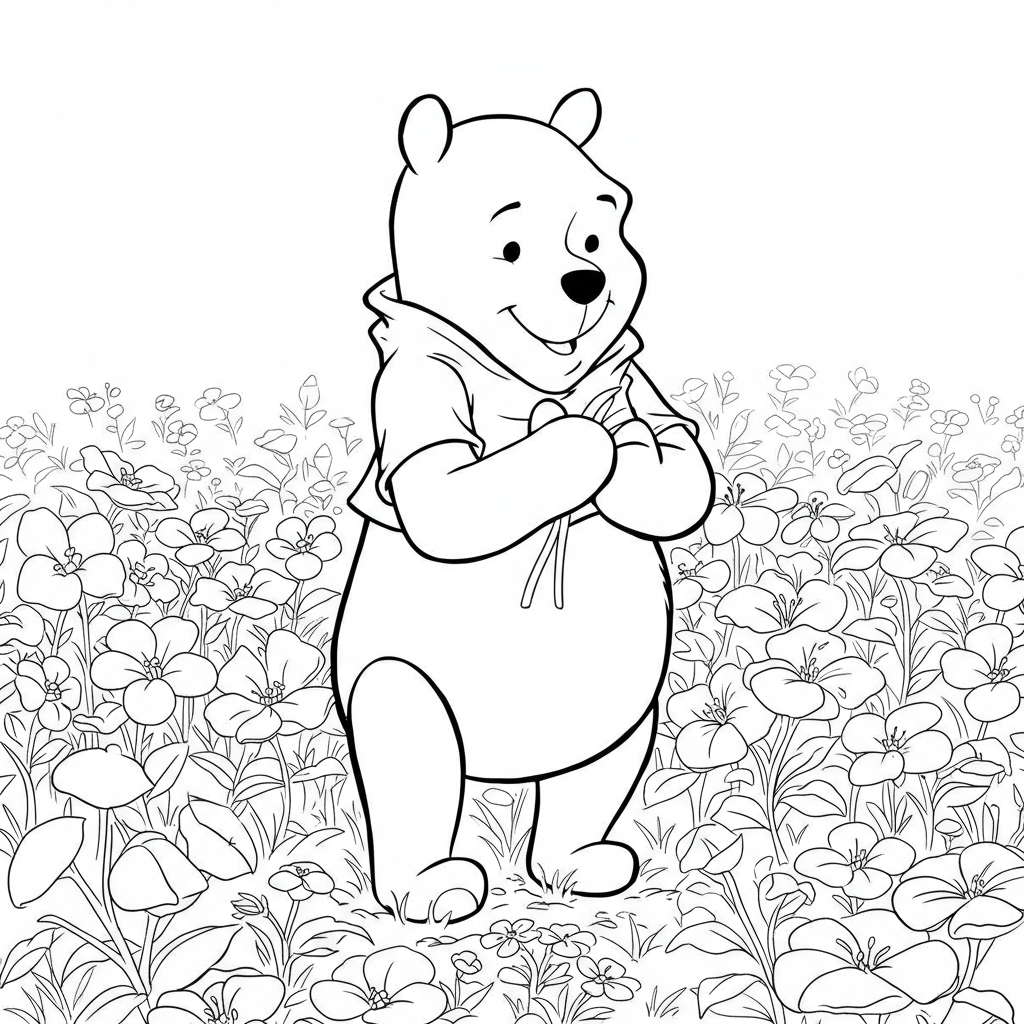 pooh flowers coloring page