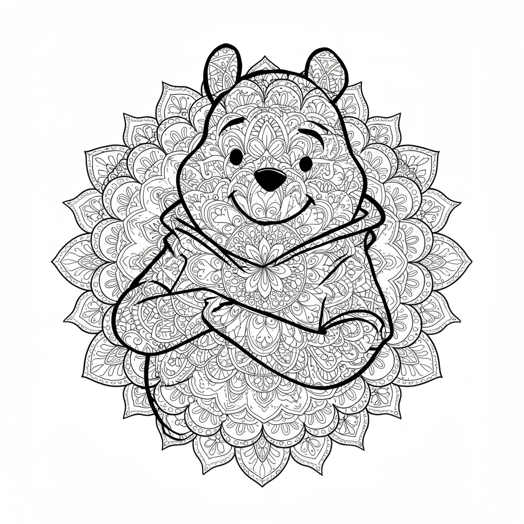 pooh mandala coloring page