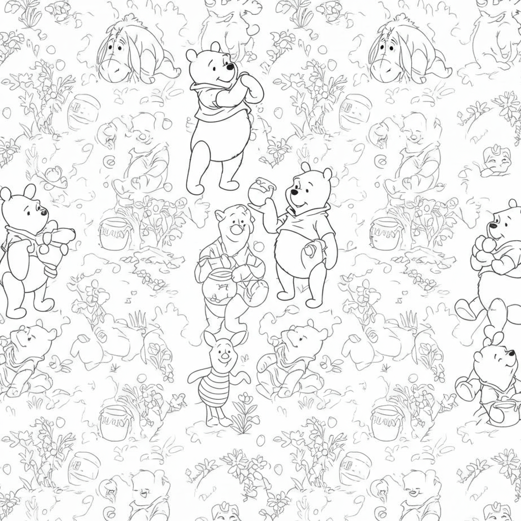 pooh pattern coloring page