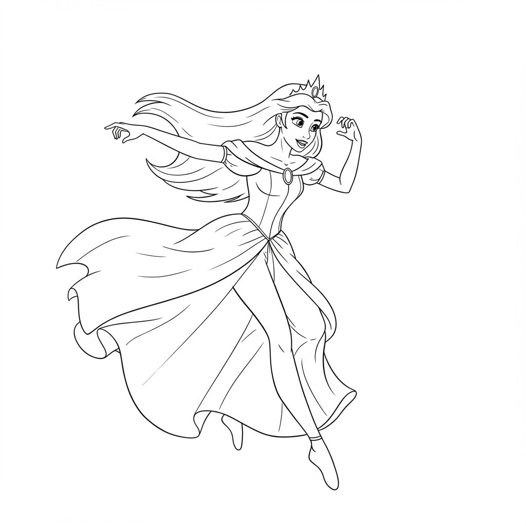 princess action coloring page