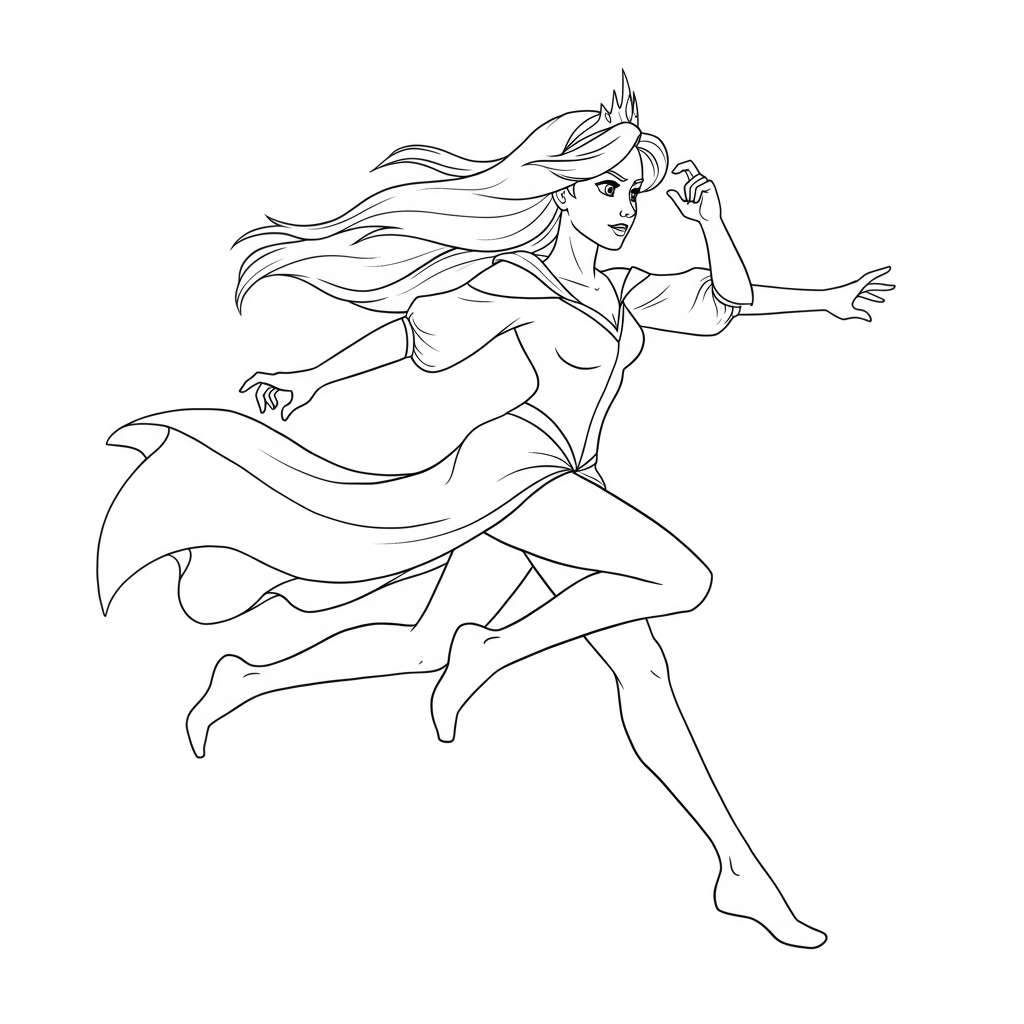 princess action coloring page