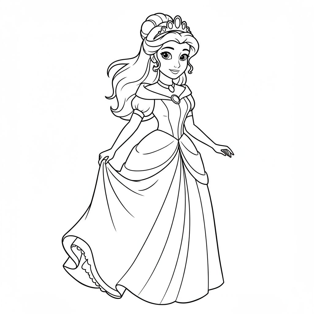 princess cartoon coloring page