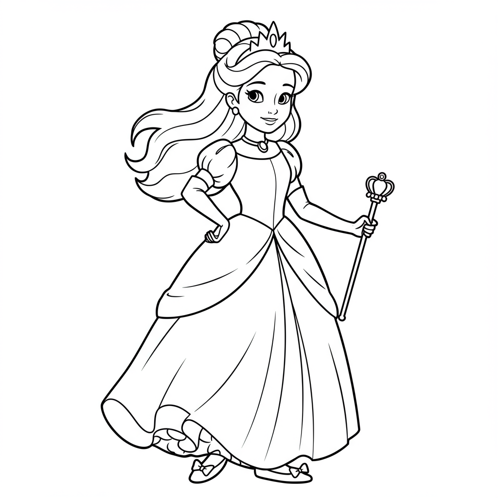 princess cartoon coloring page