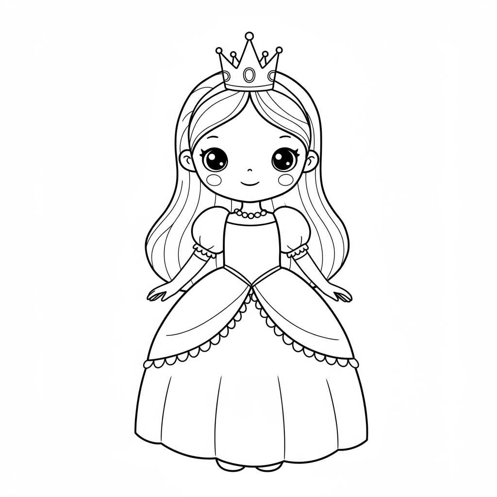 princess cute coloring page