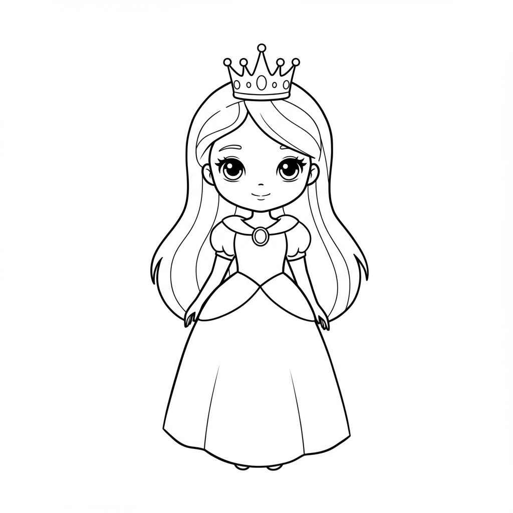 princess cute coloring page